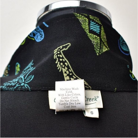 Coldwater Creek Black Print Stretchy Travel Knit Button Front Top-Women's S - Picture 7 of 7